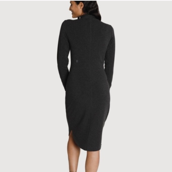Kit and Ace Brushed Mock Neck Long Sleeve Midi Dress Black - Picture 3 of 9